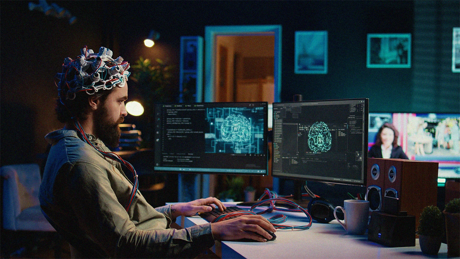 Generative AI innovation and digital business transformation visual
